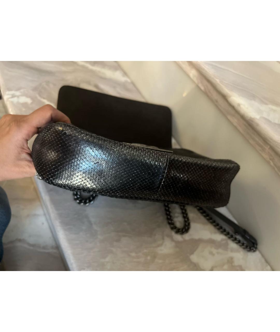 CHANEL Антрацитовая сумка через плечо из экзотической кожи, фото 7
