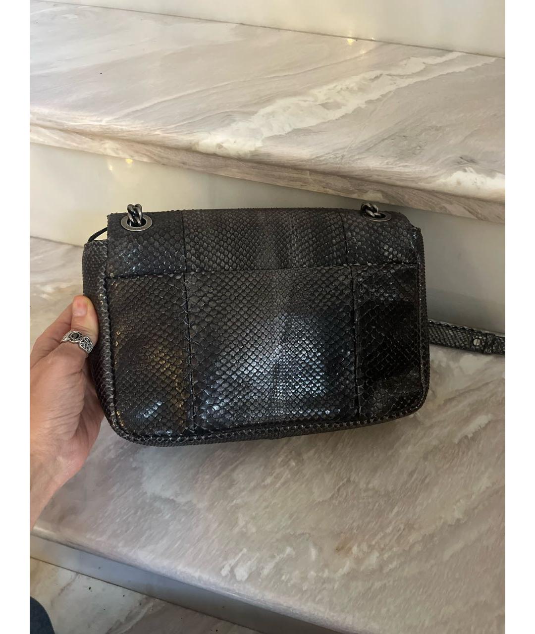 CHANEL Антрацитовая сумка через плечо из экзотической кожи, фото 3