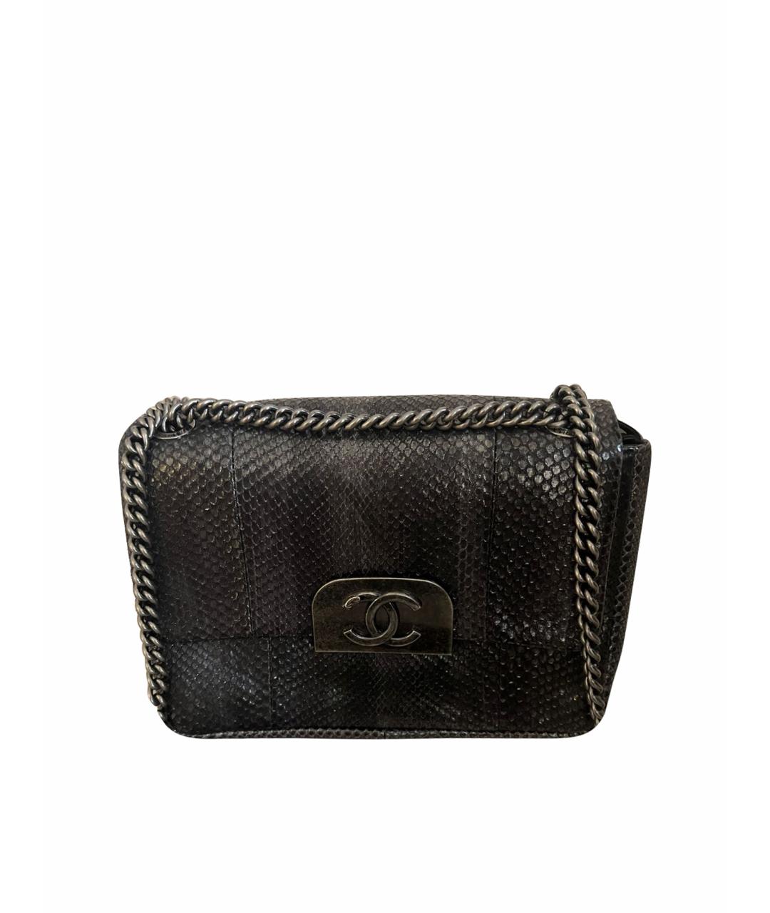 CHANEL Антрацитовая сумка через плечо из экзотической кожи, фото 1