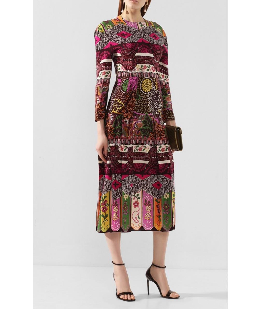 VALENTINO Мульти шелковое повседневное платье, фото 7