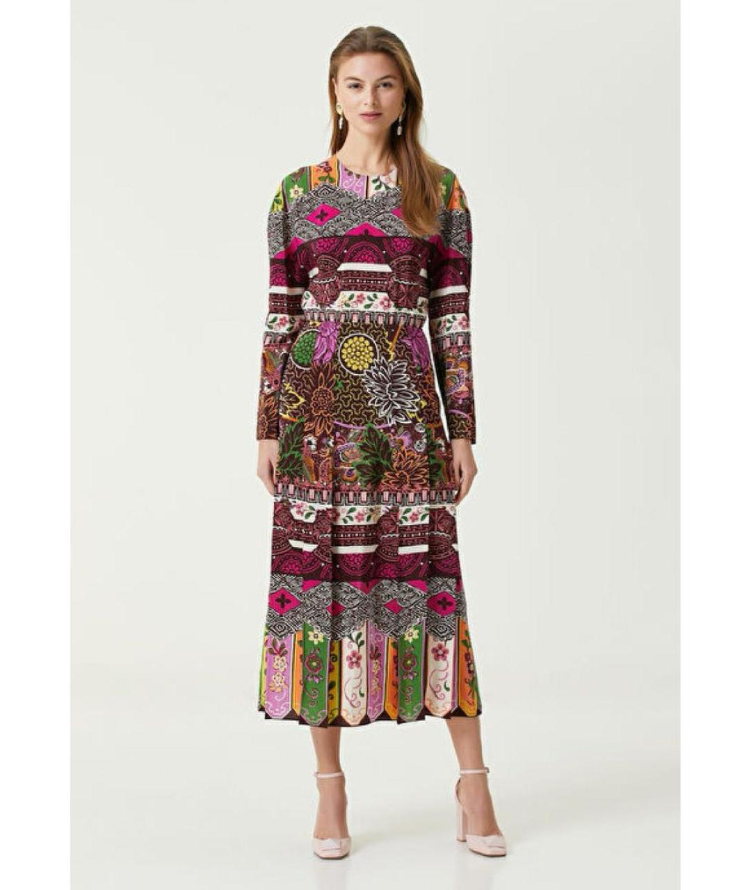 VALENTINO Мульти шелковое повседневное платье, фото 3
