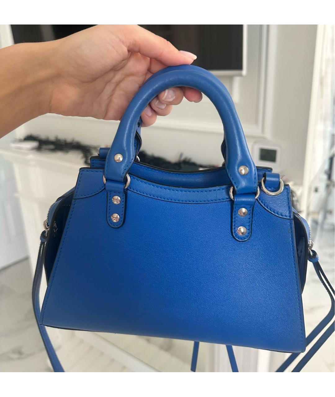 BALENCIAGA Синяя кожаная сумка с короткими ручками, фото 3