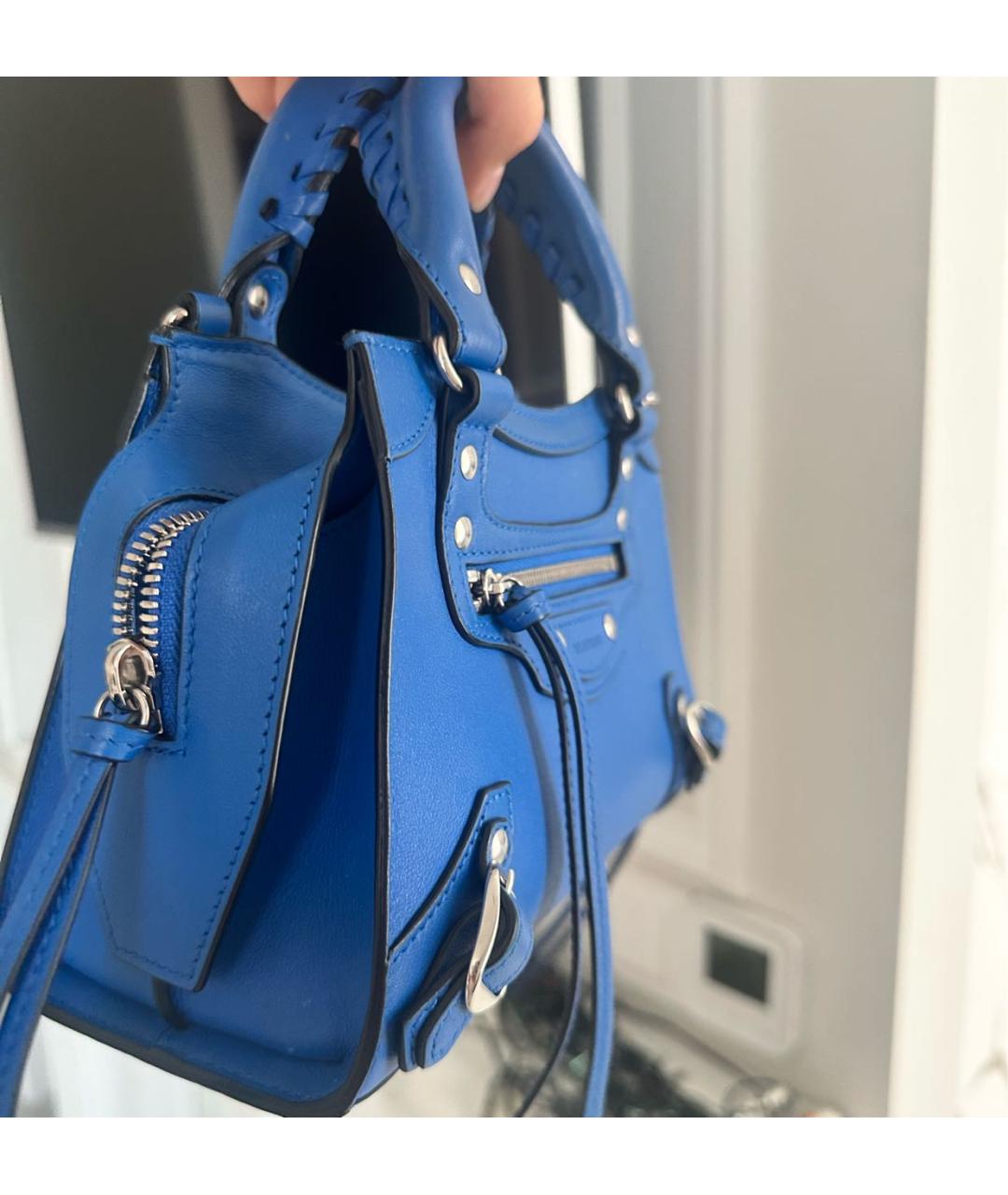 BALENCIAGA Синяя кожаная сумка с короткими ручками, фото 2
