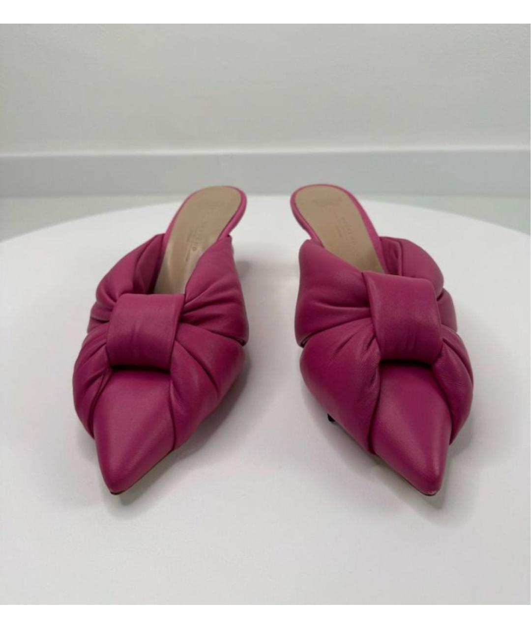 WEEKEND MAX MARA Фуксия кожаные мюли, фото 2
