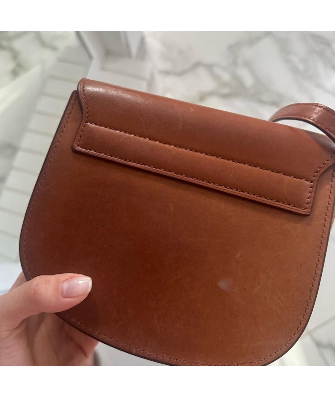 SAINT LAURENT Коричневая кожаная сумка через плечо, фото 3