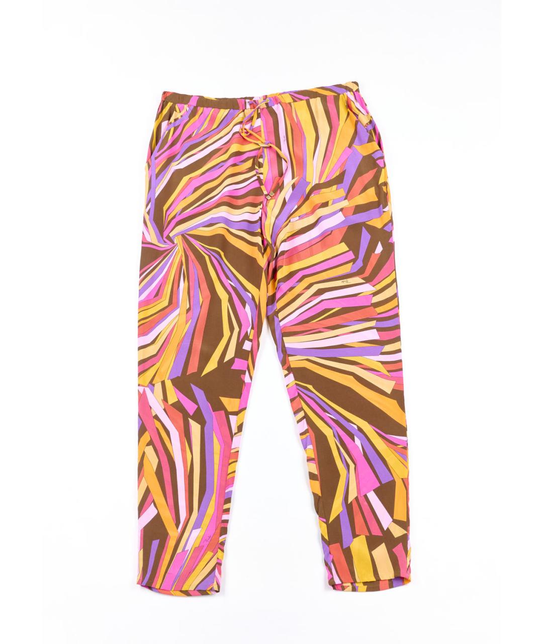 EMILIO PUCCI Мульти шелковые брюки узкие, фото 5
