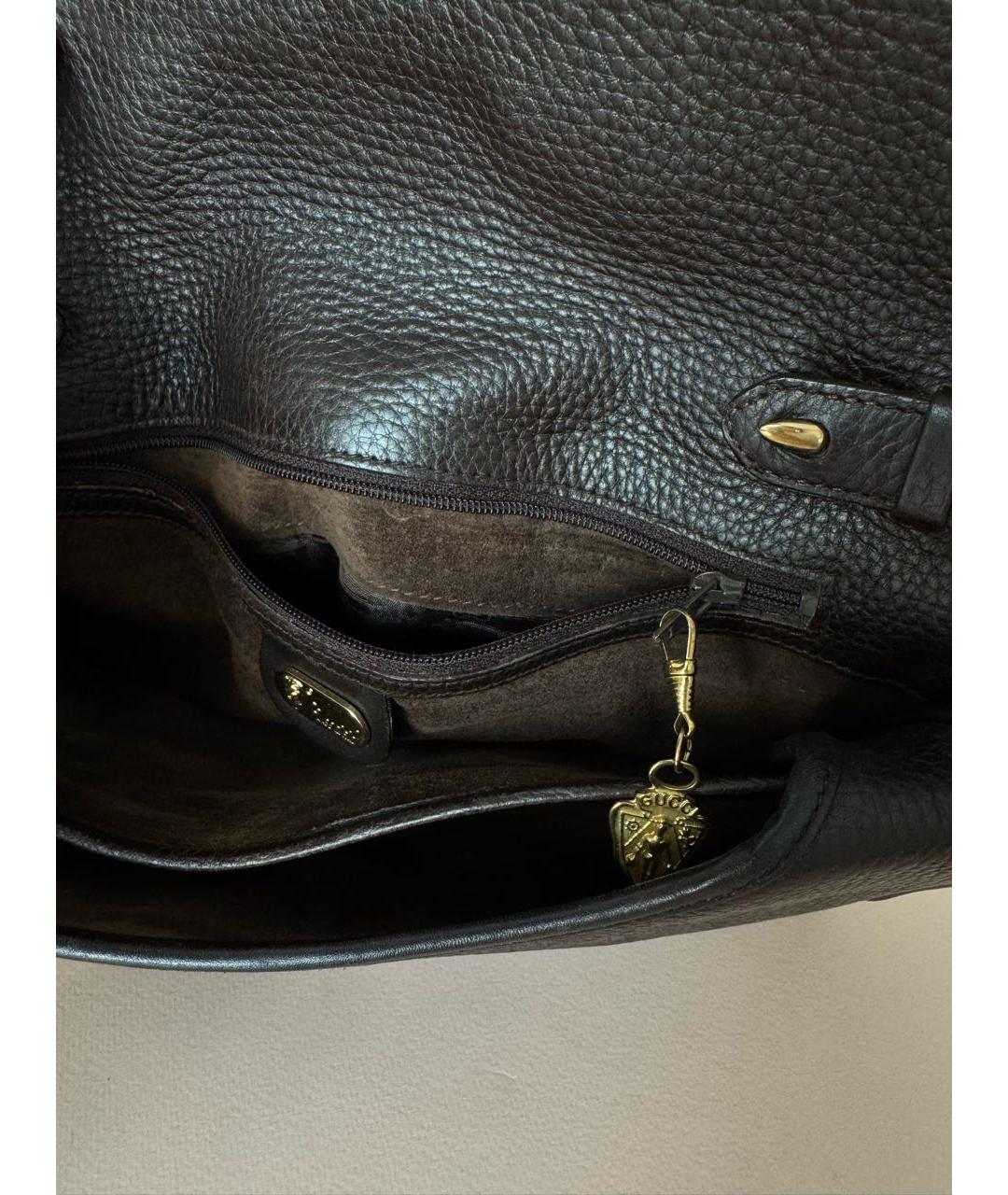 GUCCI Коричневая кожаная сумка через плечо, фото 4