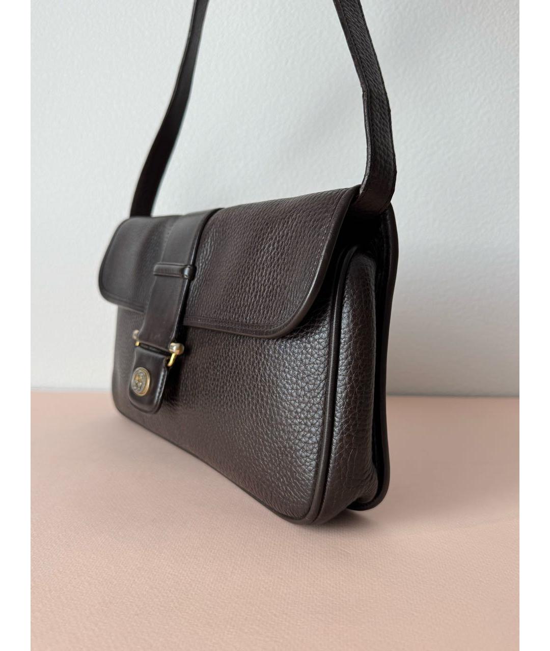 GUCCI Коричневая кожаная сумка через плечо, фото 2