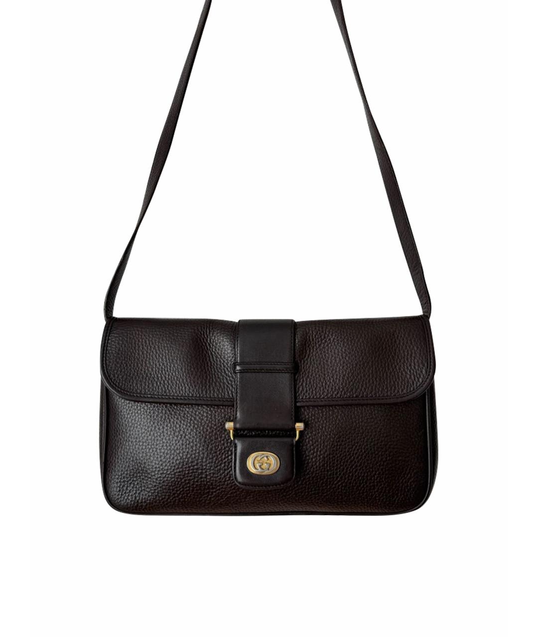 GUCCI Коричневая кожаная сумка через плечо, фото 1