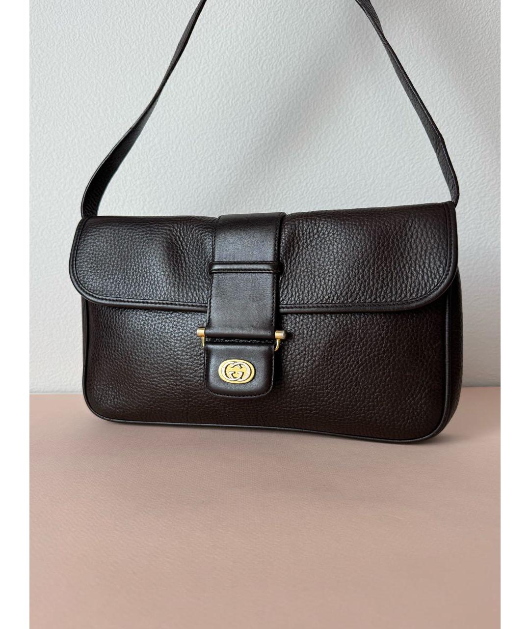 GUCCI Коричневая кожаная сумка через плечо, фото 5