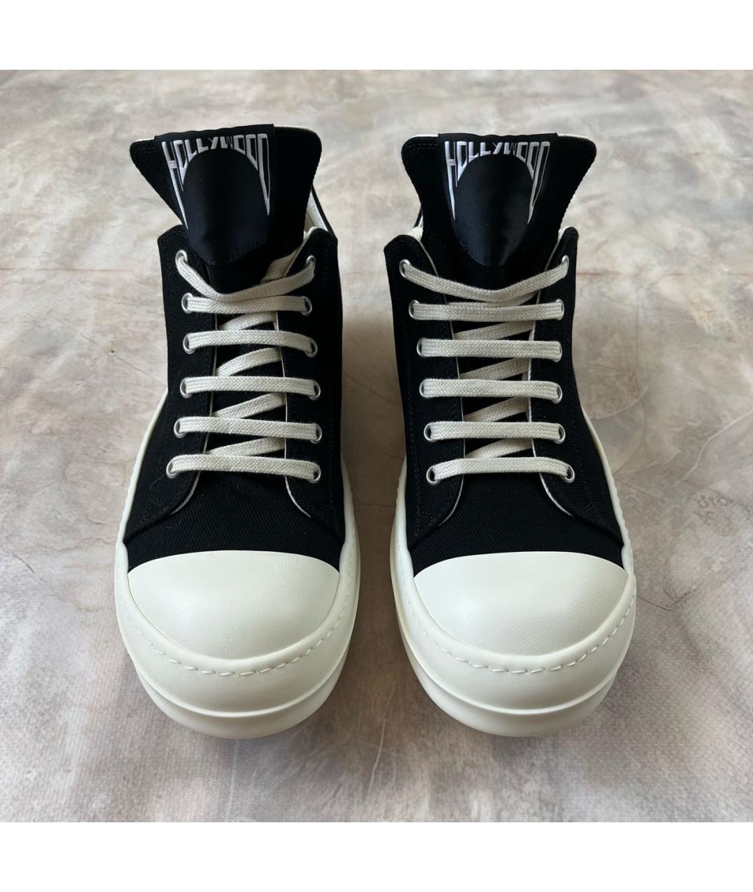 RICK OWENS DRKSHDW Черные текстильные низкие кроссовки / кеды, фото 2