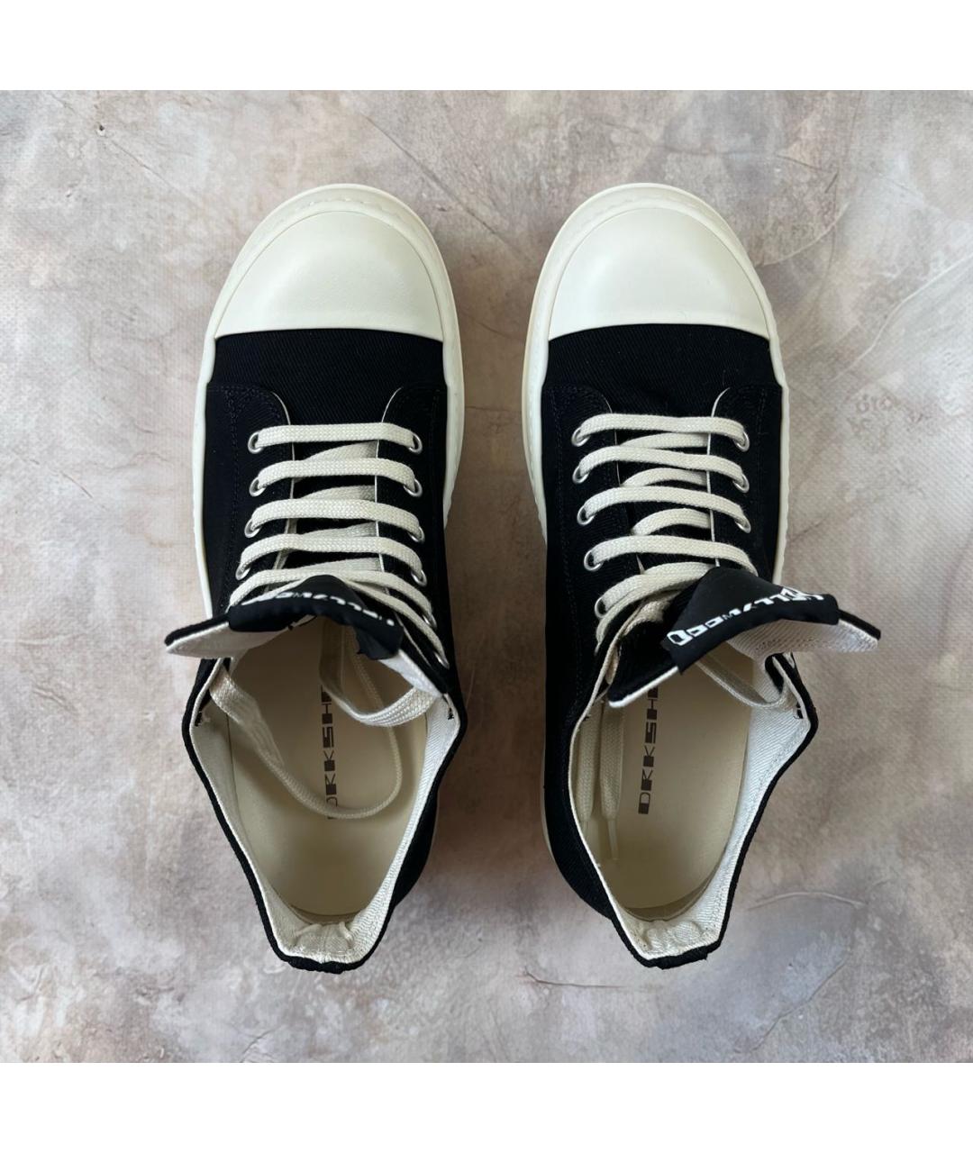 RICK OWENS DRKSHDW Черные текстильные низкие кроссовки / кеды, фото 3