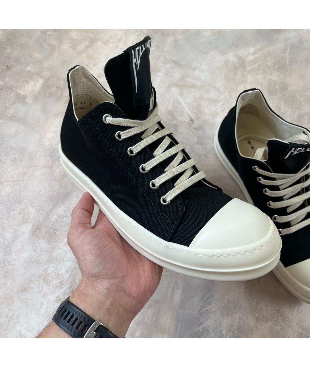 RICK OWENS DRKSHDW Черные текстильные низкие кроссовки / кеды, фото 4