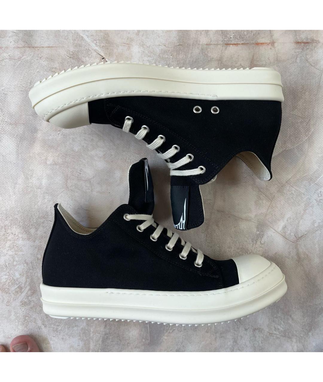 RICK OWENS DRKSHDW Черные текстильные низкие кроссовки / кеды, фото 7