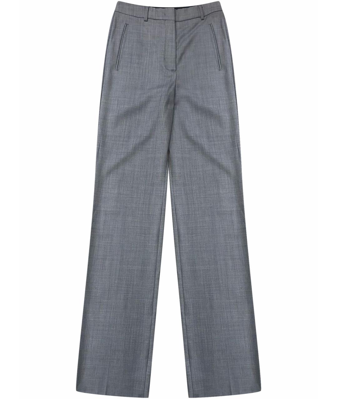 SPORTMAX Серые шерстяные прямые брюки, фото 1