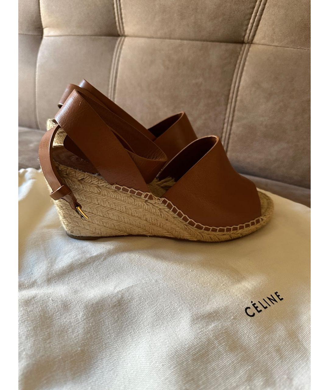 CELINE Коричневые кожаные босоножки, фото 8