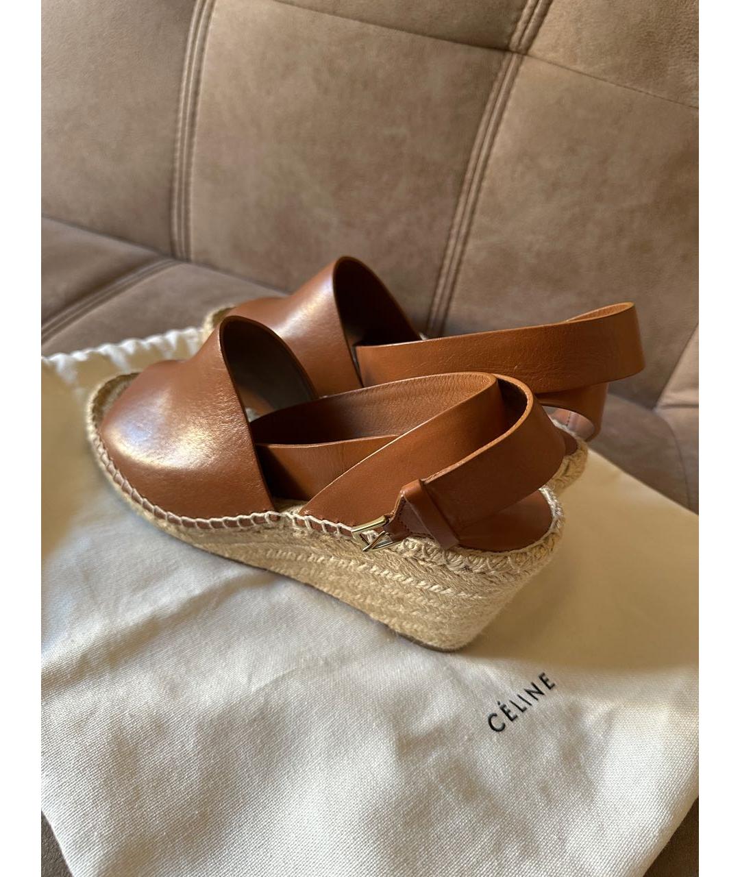 CELINE Коричневые кожаные босоножки, фото 2