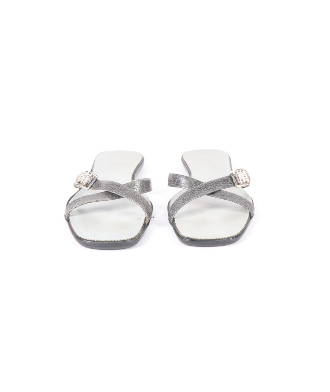 GUCCI Серые кожаные шлепанцы, фото 2