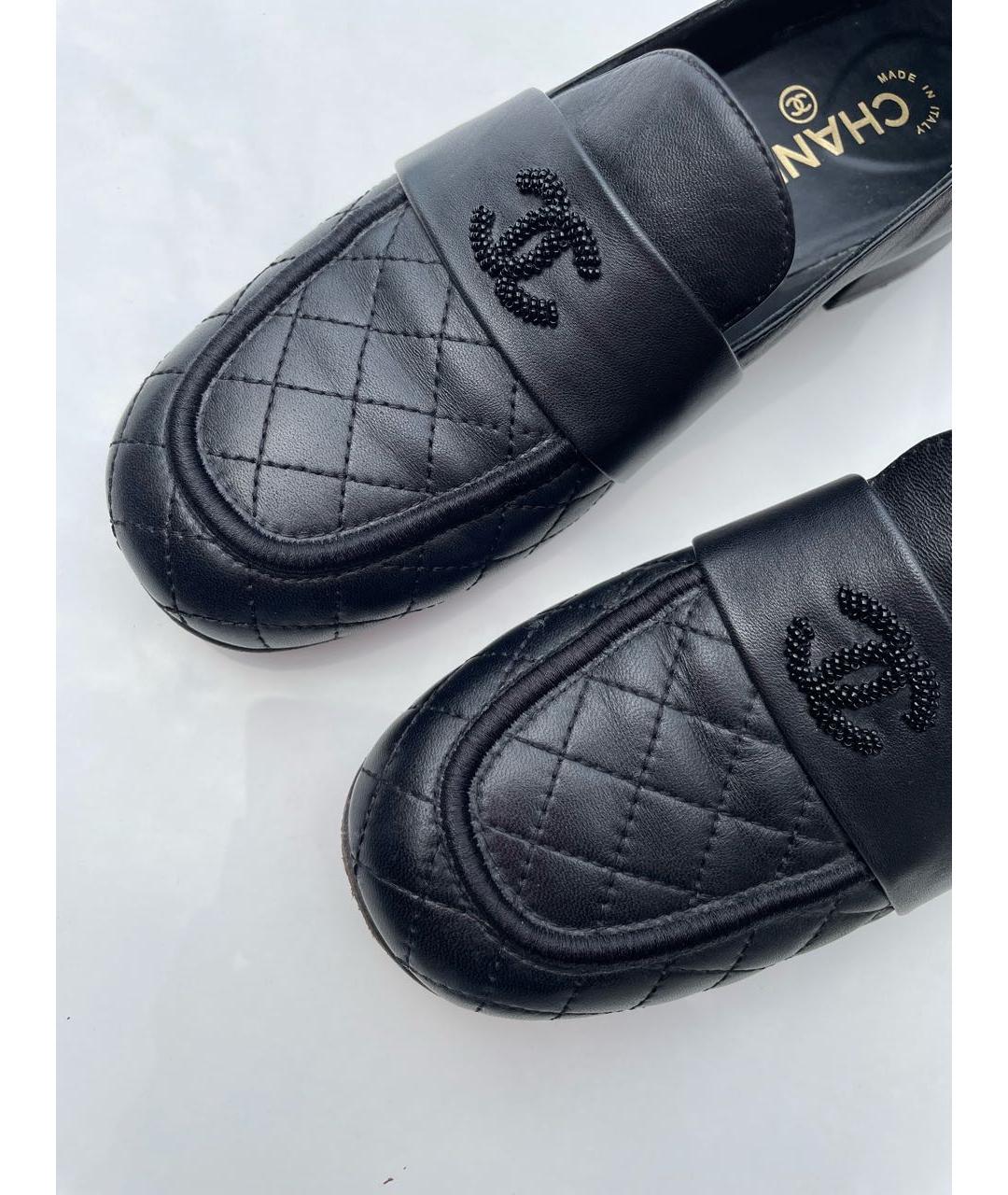 CHANEL Черные кожаные лоферы, фото 4