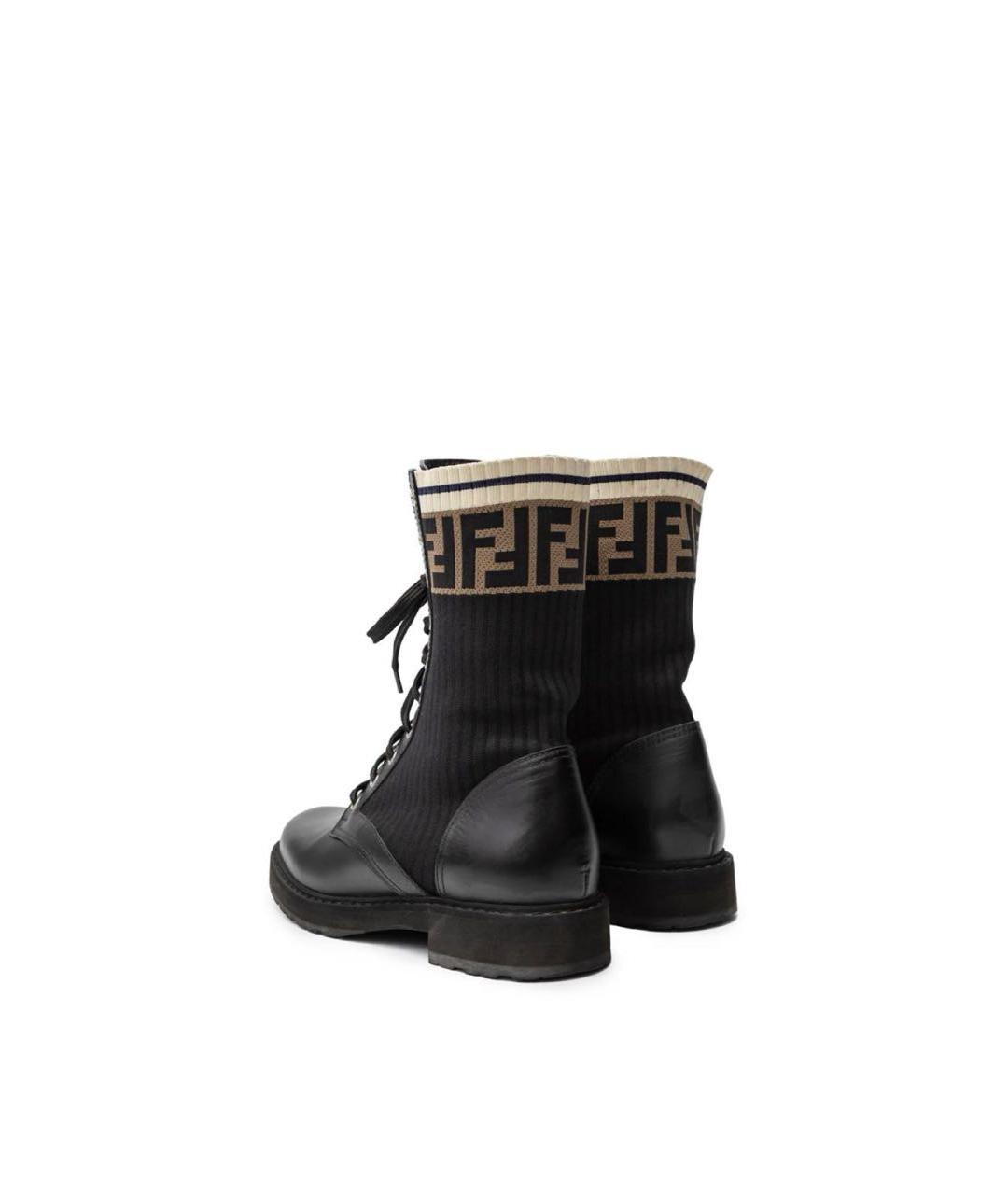 FENDI Черные кожаные ботинки, фото 4