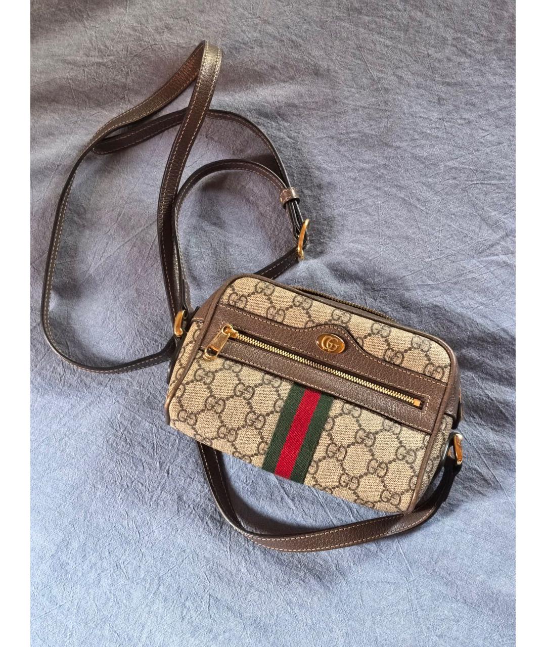 GUCCI Бежевая тканевая сумка через плечо, фото 5