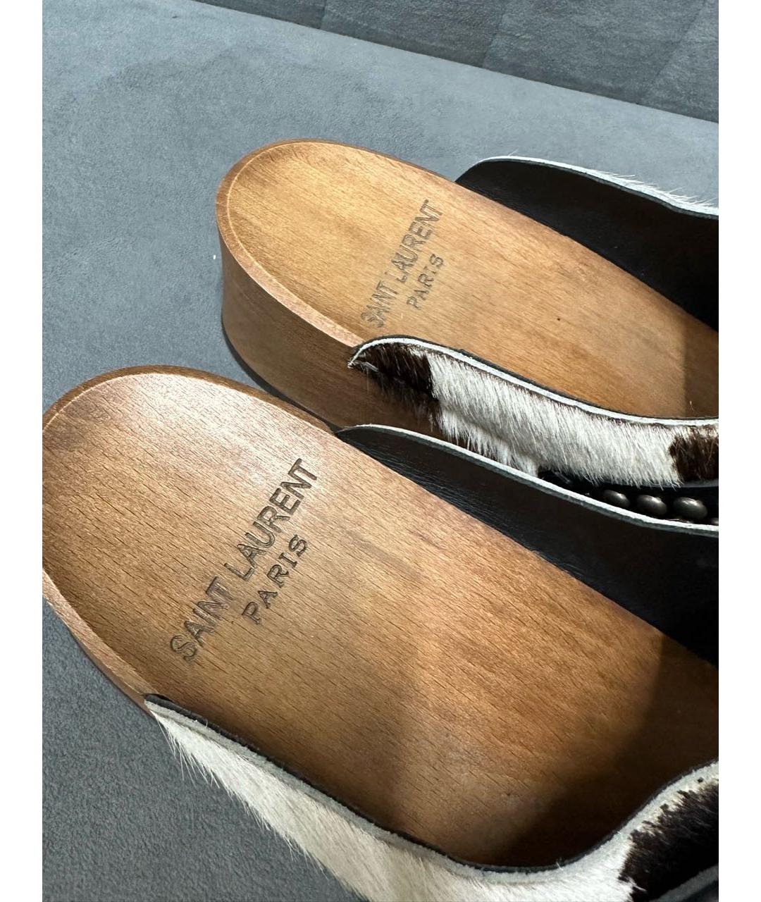 SAINT LAURENT Коричневые сабо из экзотической кожи, фото 4