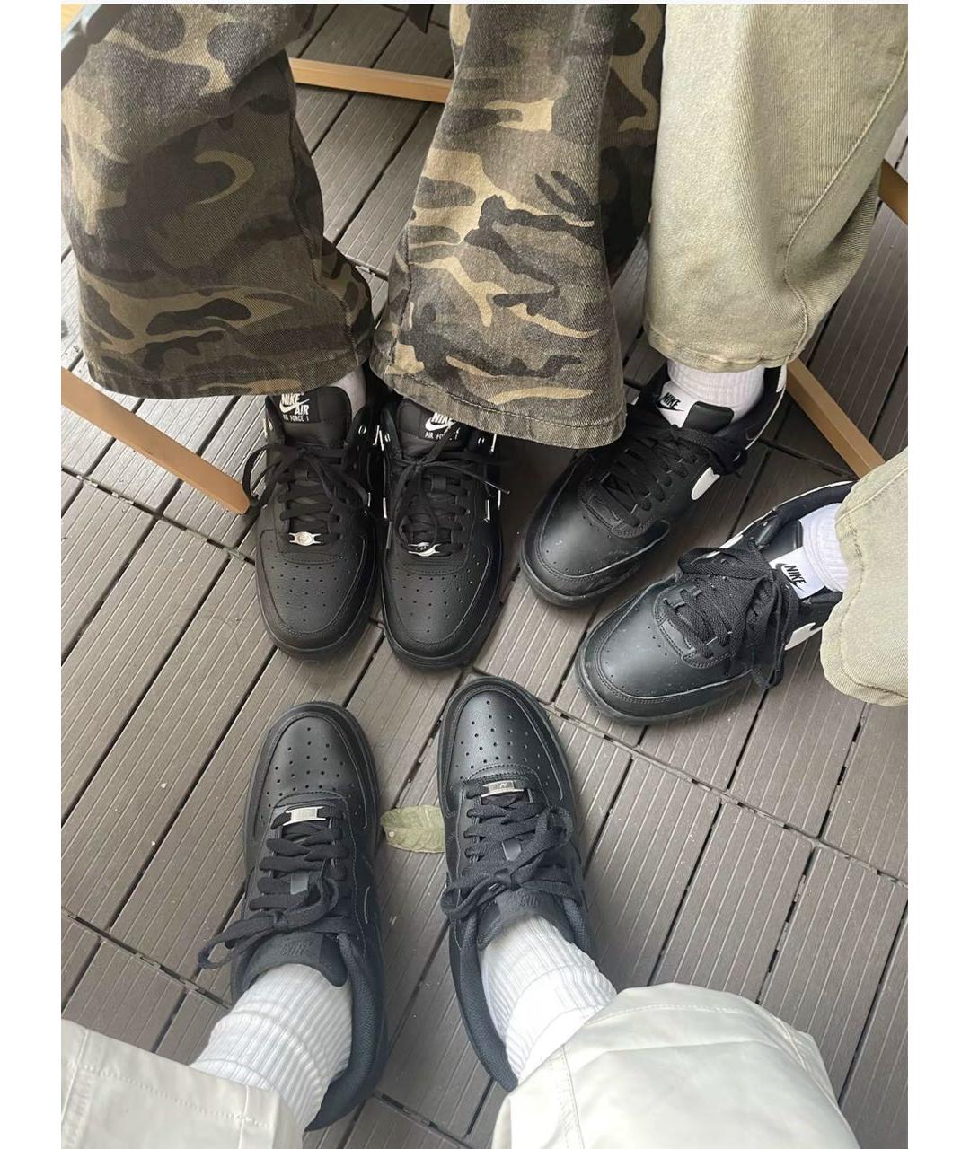NIKE Черные кожаные низкие кроссовки / кеды, фото 2