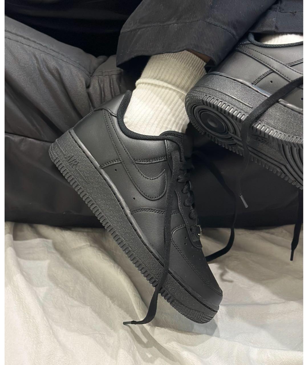 NIKE Черные кожаные низкие кроссовки / кеды, фото 6
