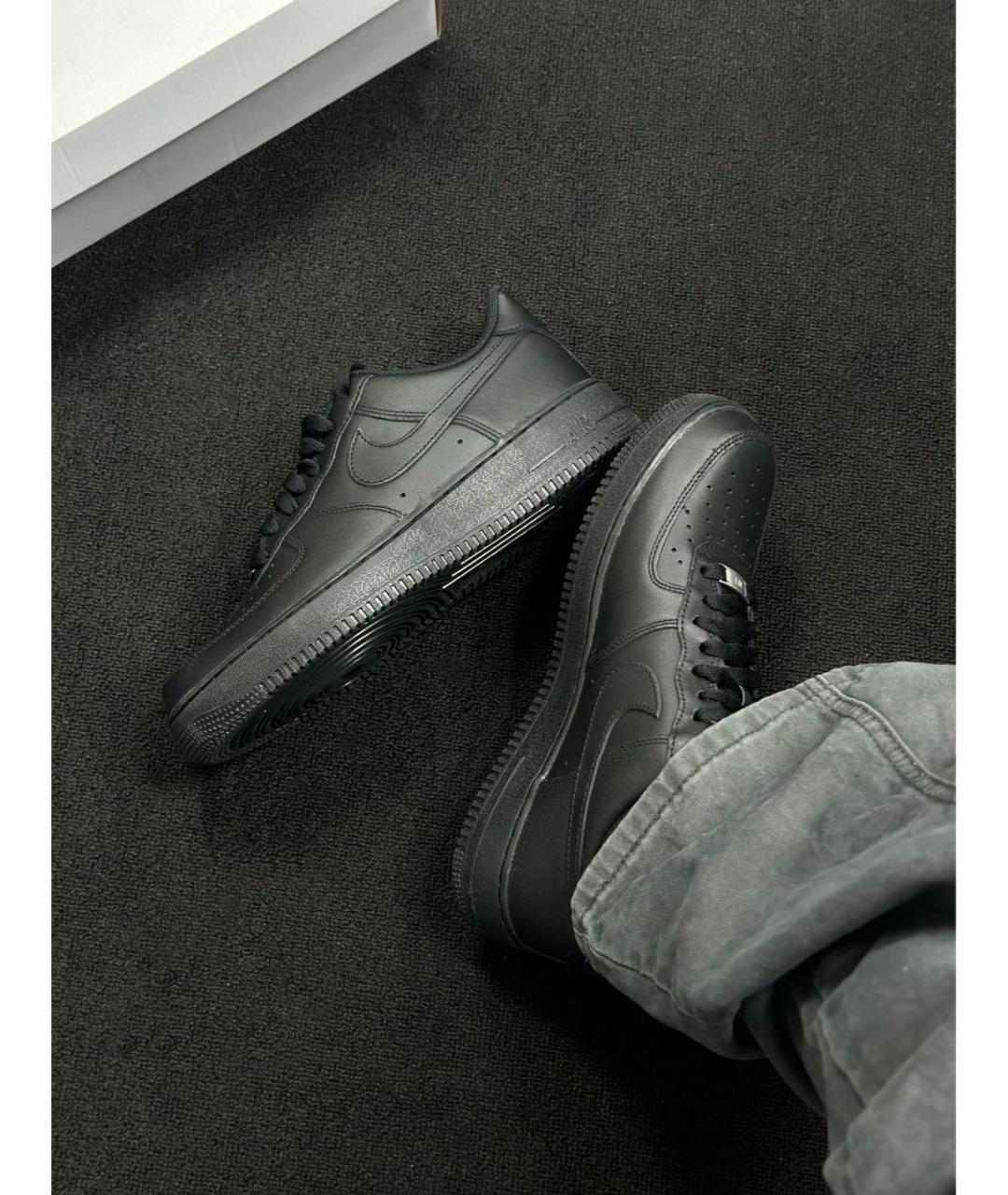 NIKE Черные кожаные низкие кроссовки / кеды, фото 4