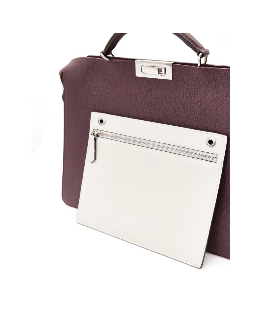 FENDI Бордовая кожаная сумка тоут, фото 6