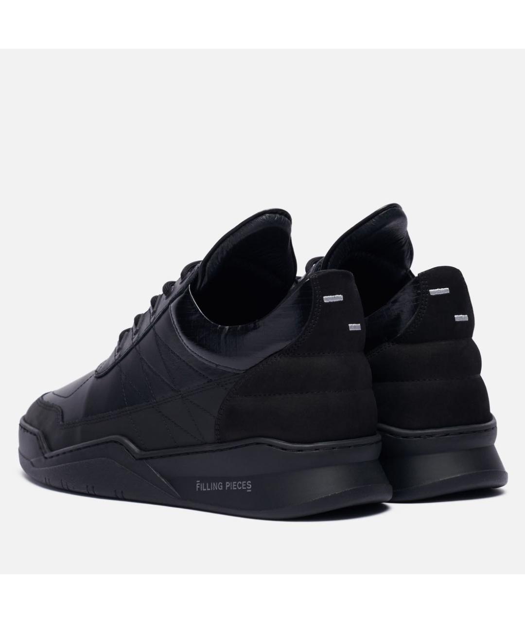 Filling pieces Черные кожаные высокие кроссовки / кеды, фото 4
