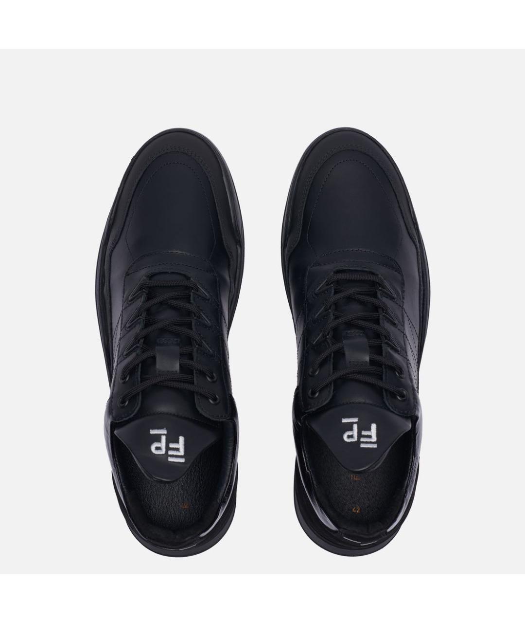 Filling pieces Черные кожаные высокие кроссовки / кеды, фото 3