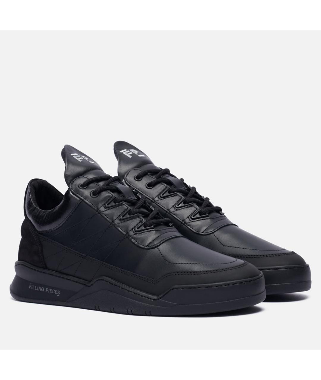 Filling pieces Черные кожаные высокие кроссовки / кеды, фото 2