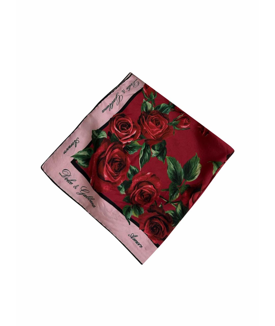 DOLCE&GABBANA Бордовый шелковый платок, фото 1