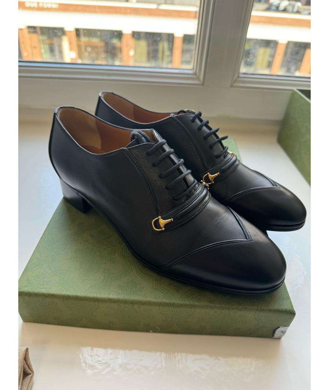 GUCCI Черные кожаные туфли, фото 4