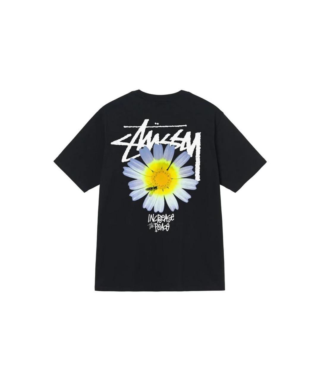 STUSSY Черная хлопковая футболка, фото 2