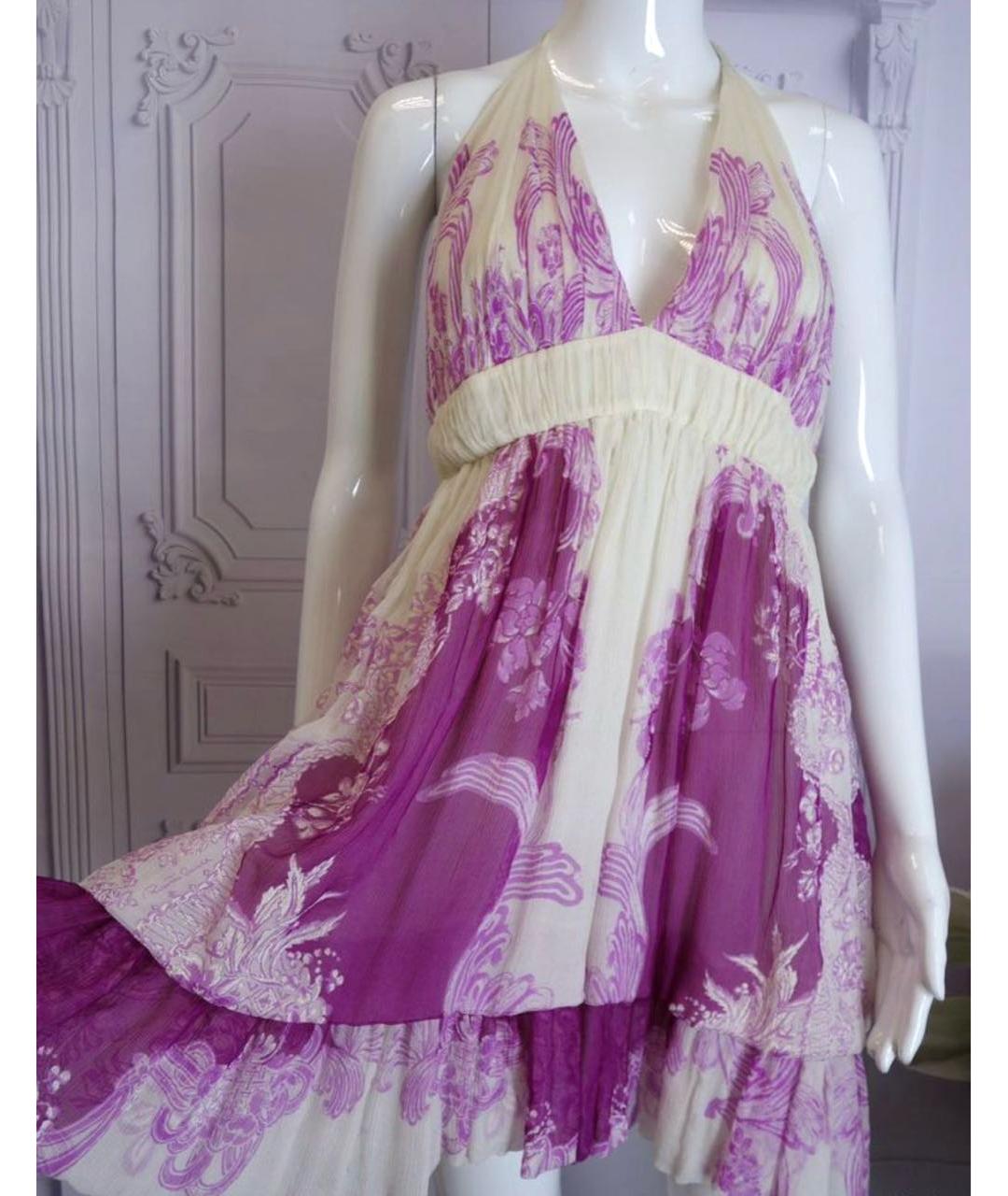 ROBERTO CAVALLI Мульти шелковое платье, фото 7