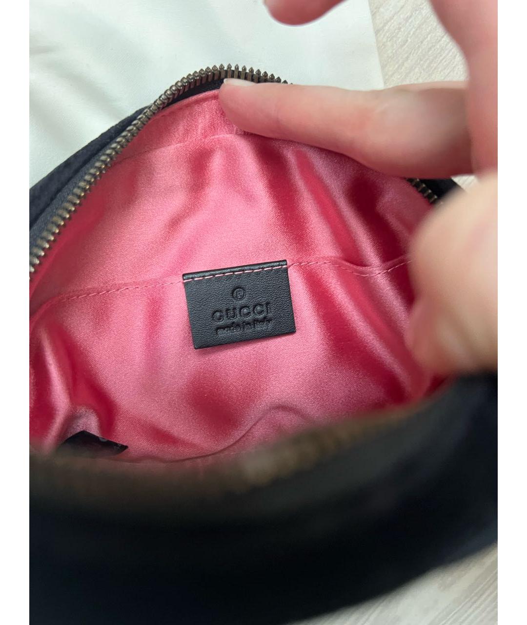 GUCCI Черная бархатная поясная сумка, фото 6