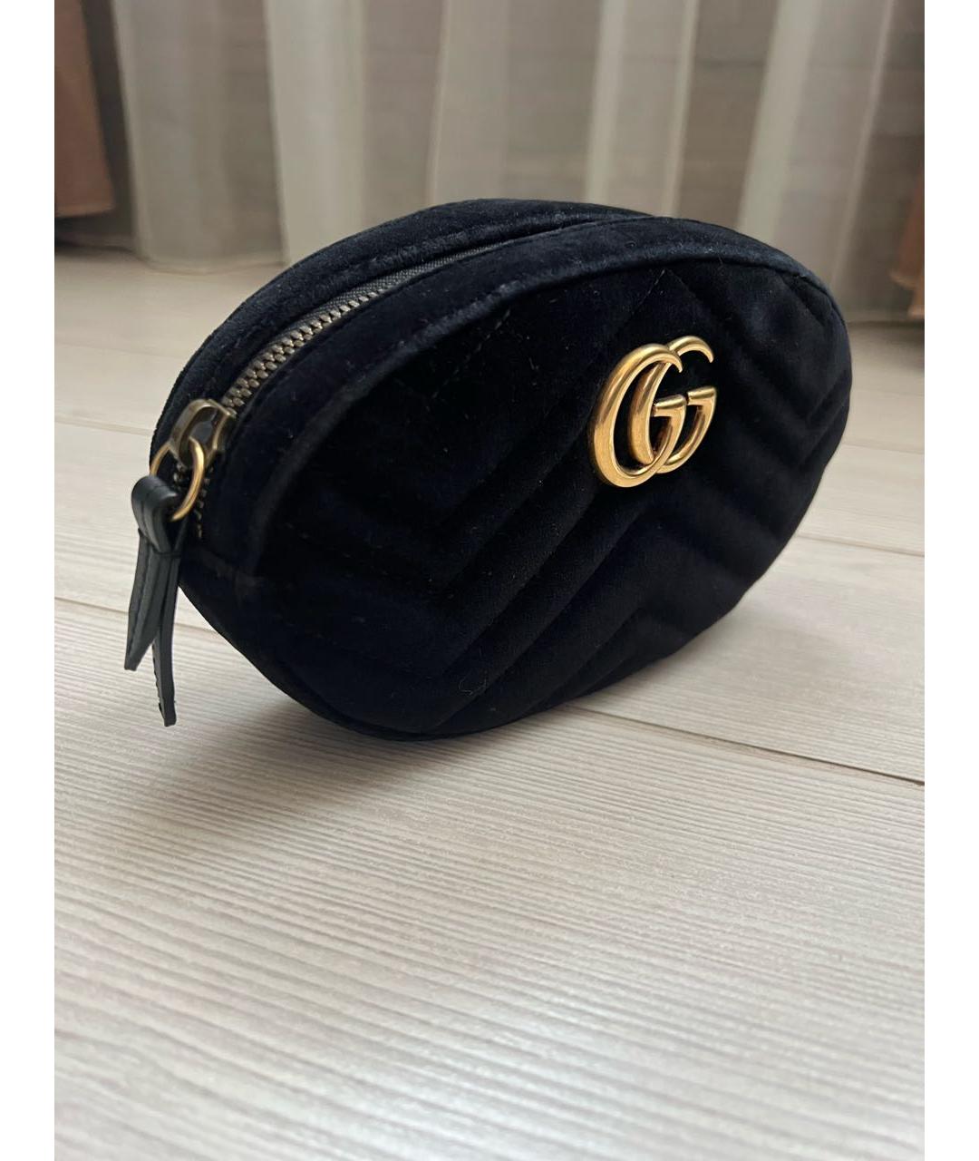 GUCCI Черная бархатная поясная сумка, фото 2