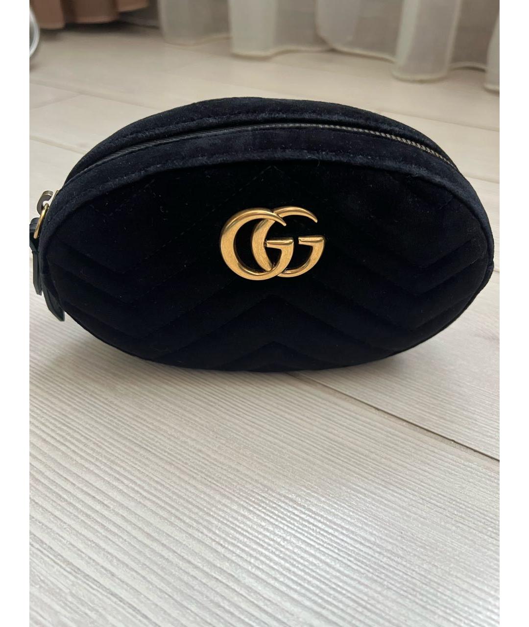 GUCCI Черная бархатная поясная сумка, фото 3
