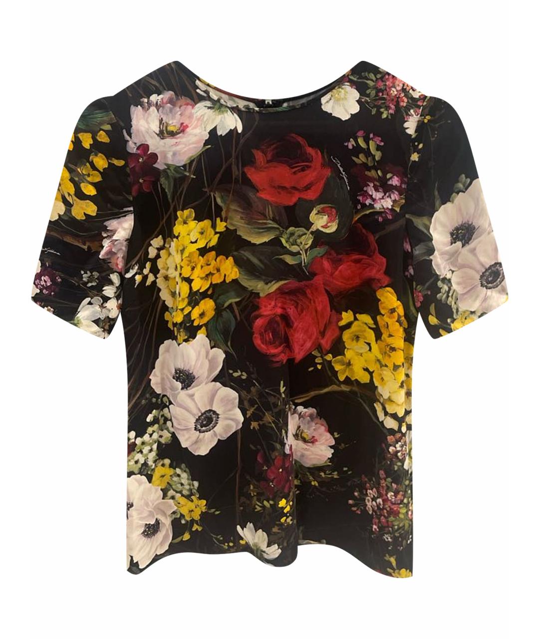 DOLCE&GABBANA Мульти шелковая футболка, фото 1