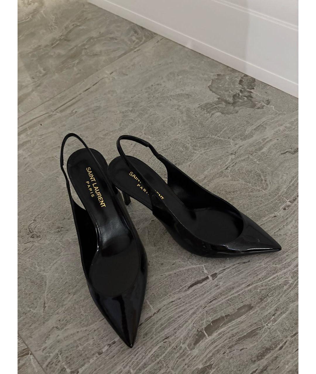 SAINT LAURENT Черные туфли из лакированной кожи, фото 2