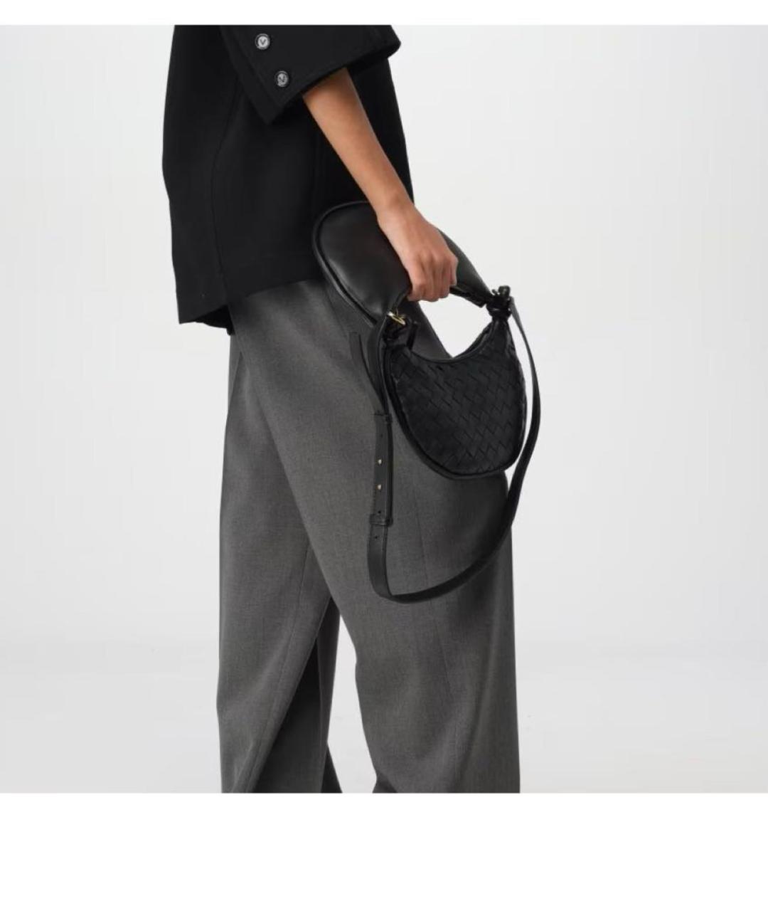 BOTTEGA VENETA Черная кожаная сумка через плечо, фото 2