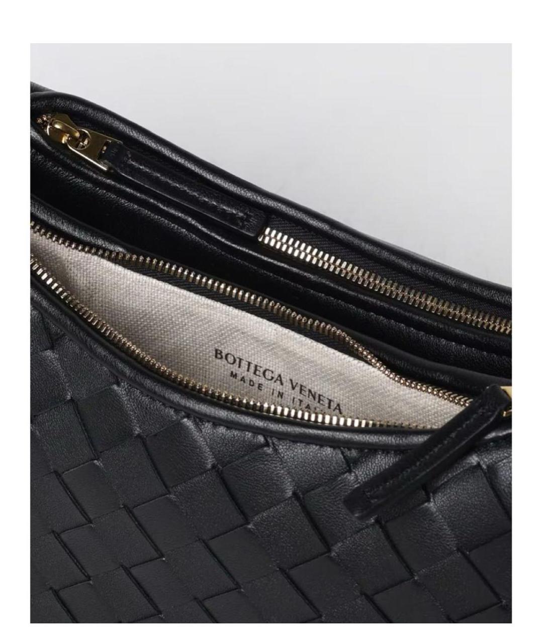BOTTEGA VENETA Черная кожаная сумка через плечо, фото 5