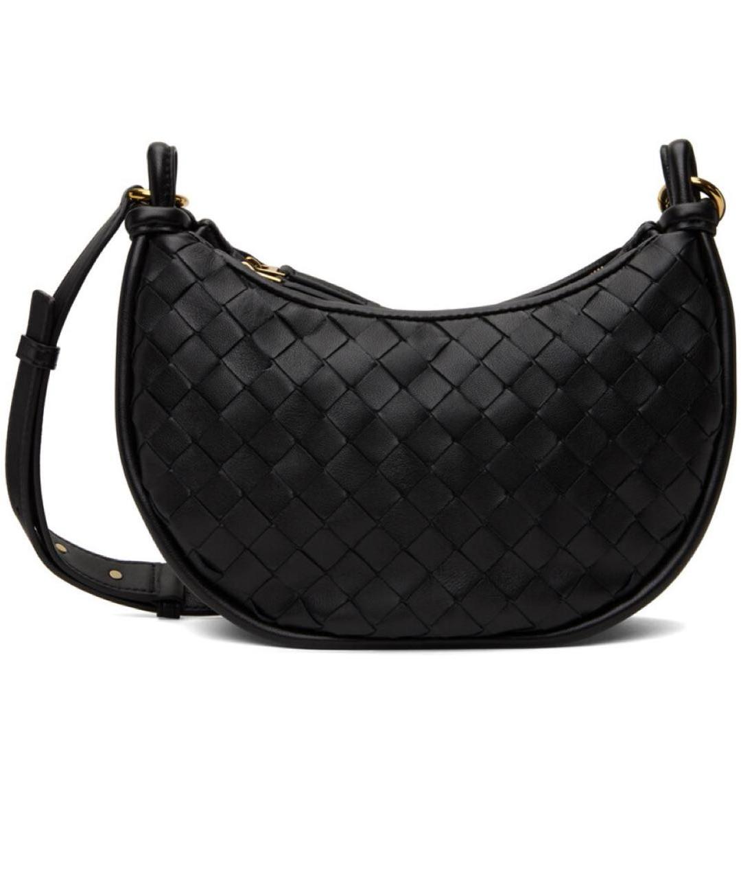 BOTTEGA VENETA Черная кожаная сумка через плечо, фото 6
