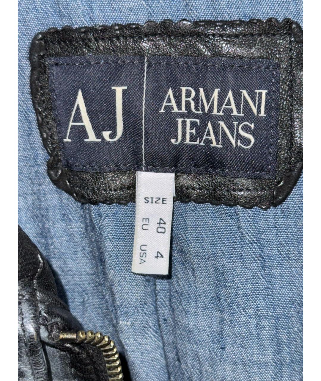 ARMANI JEANS Темно-синяя кожаная куртка, фото 3