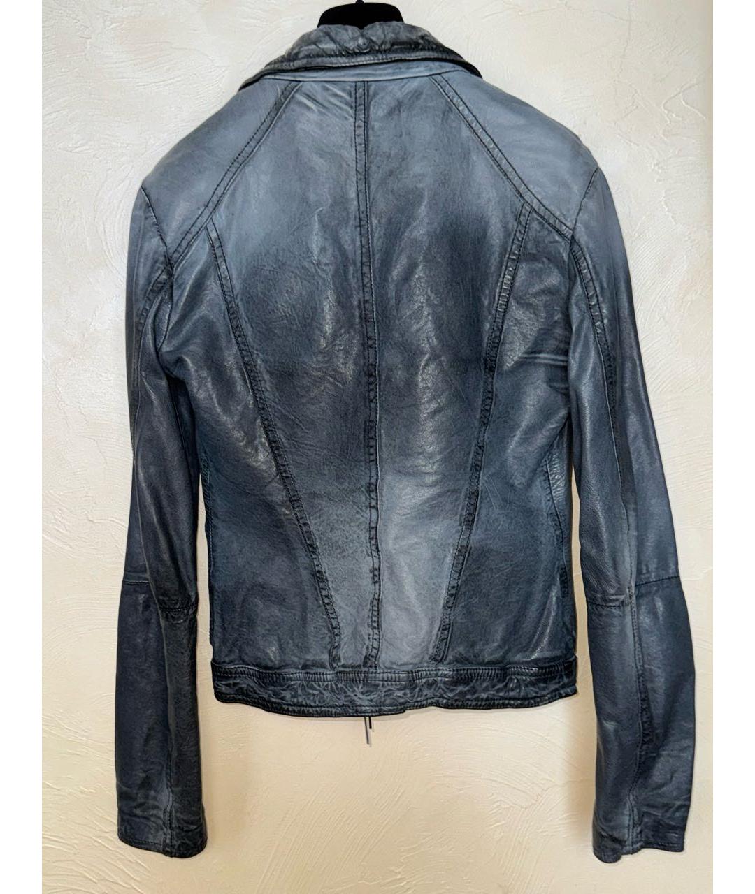 ARMANI JEANS Темно-синяя кожаная куртка, фото 2