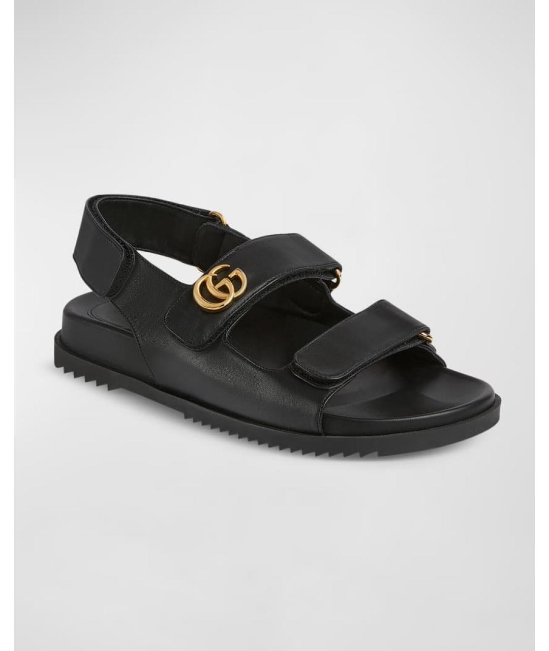 GUCCI Черные кожаные сандалии, фото 2