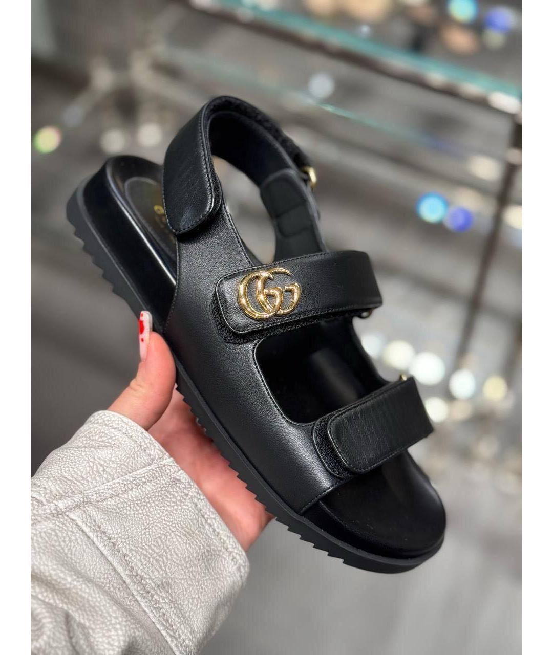 GUCCI Черные кожаные сандалии, фото 5