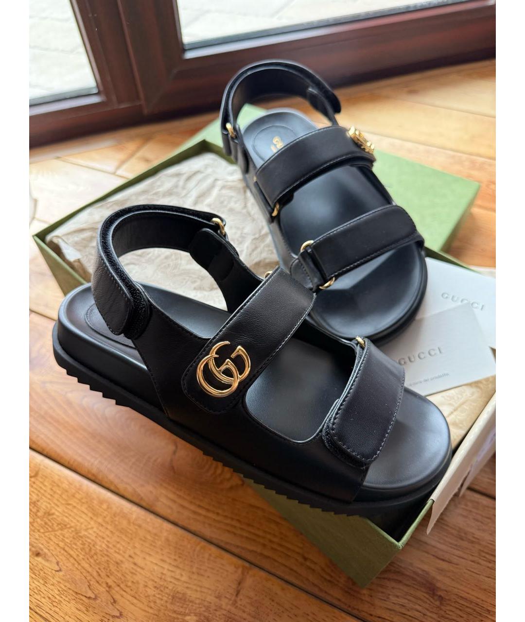 GUCCI Черные кожаные сандалии, фото 7